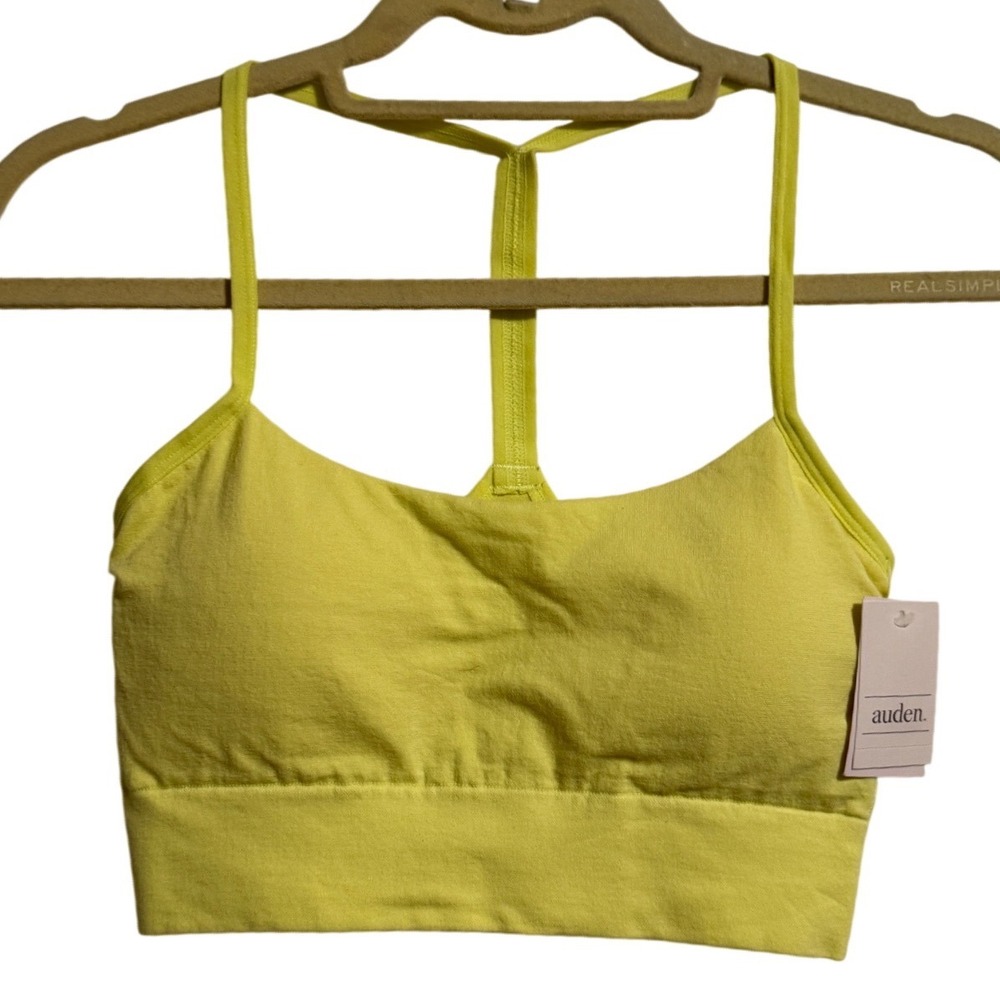Auden Womens Lightly Lined Racerback Bralette Neon Yellow Green Size M